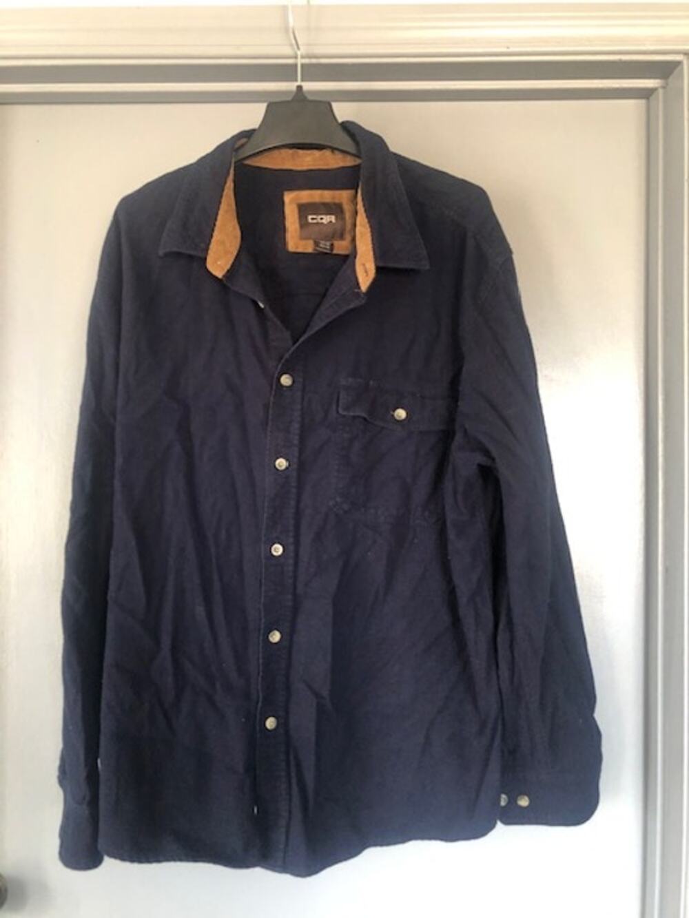 CQR Mens Tactical 2XL Long Sleeved Navy Flannel Button Front Pocket